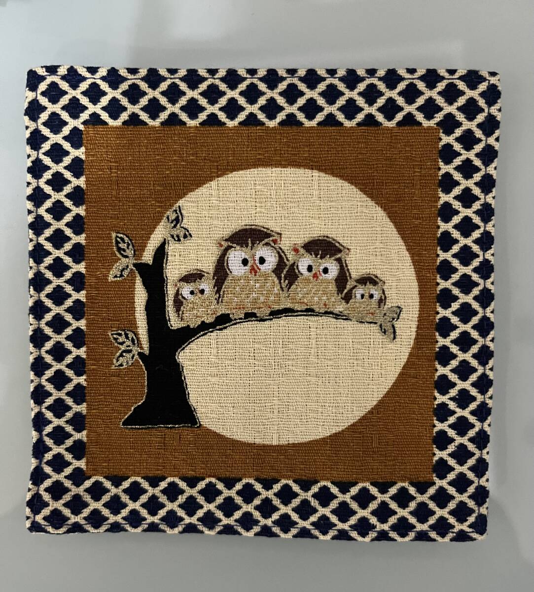 フクロウ コースター 布製 Fabric owl coaster _画像1