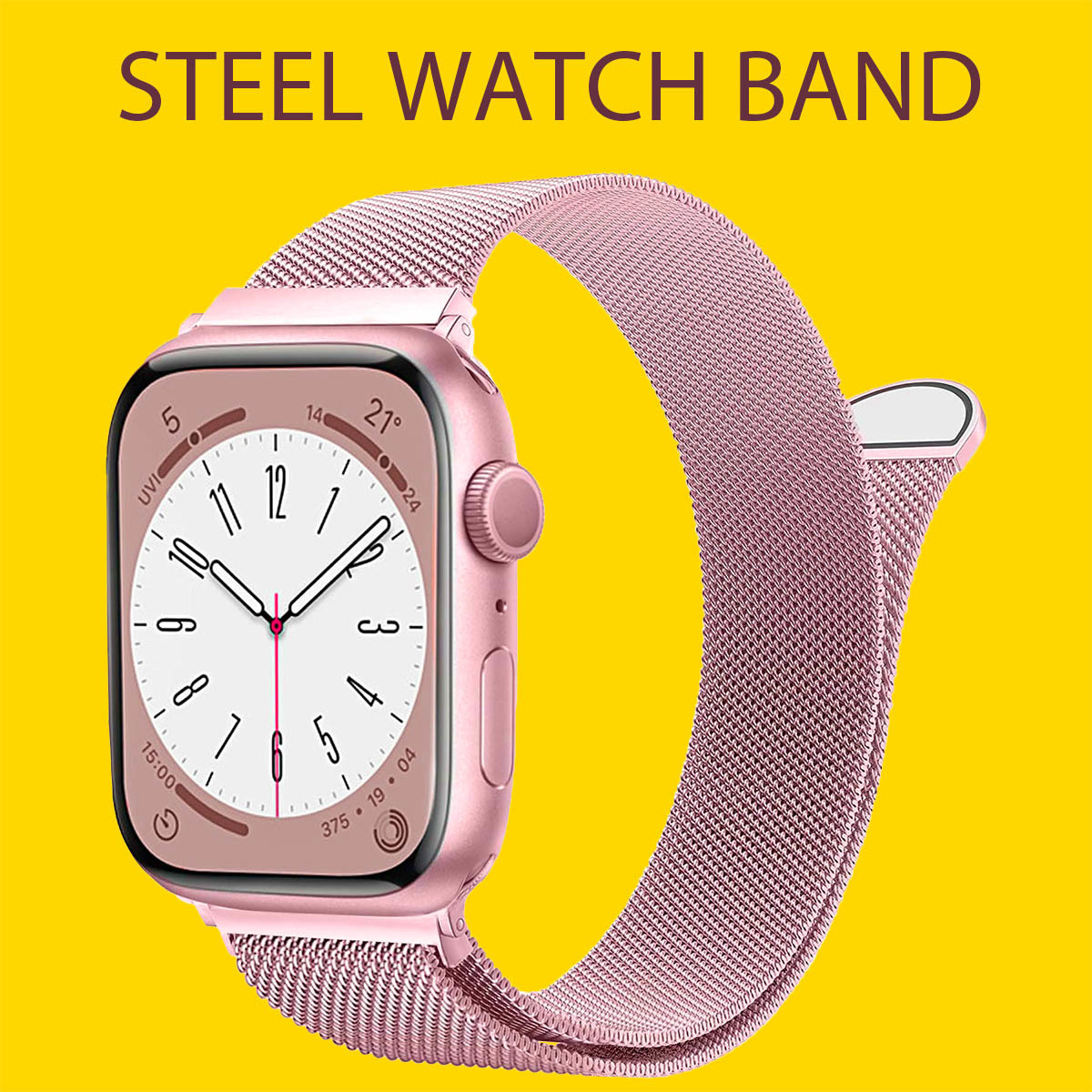 アップルウォッチ バンド Apple Watch band ステンレス series SE 9 38mm 40mm 41mm ピンク 桃色 メッシュ マグネット 磁石 送料無料 安い_画像1