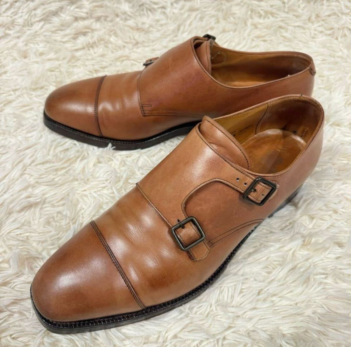 Crockett&Jones クロケットアンドジョーンズ CADOGAN カドガン ダブルモンク 本革 牛革 ブラウン ビジネス 10E メンテナンス済み_画像1