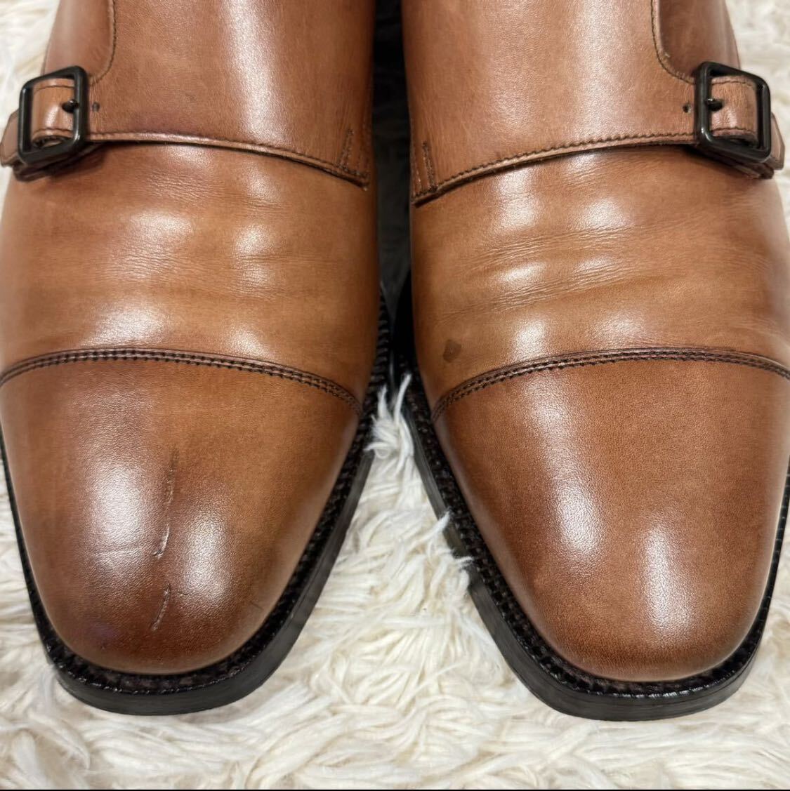 Crockett&Jones クロケットアンドジョーンズ CADOGAN カドガン ダブルモンク 本革 牛革 ブラウン ビジネス 10E メンテナンス済み_画像3