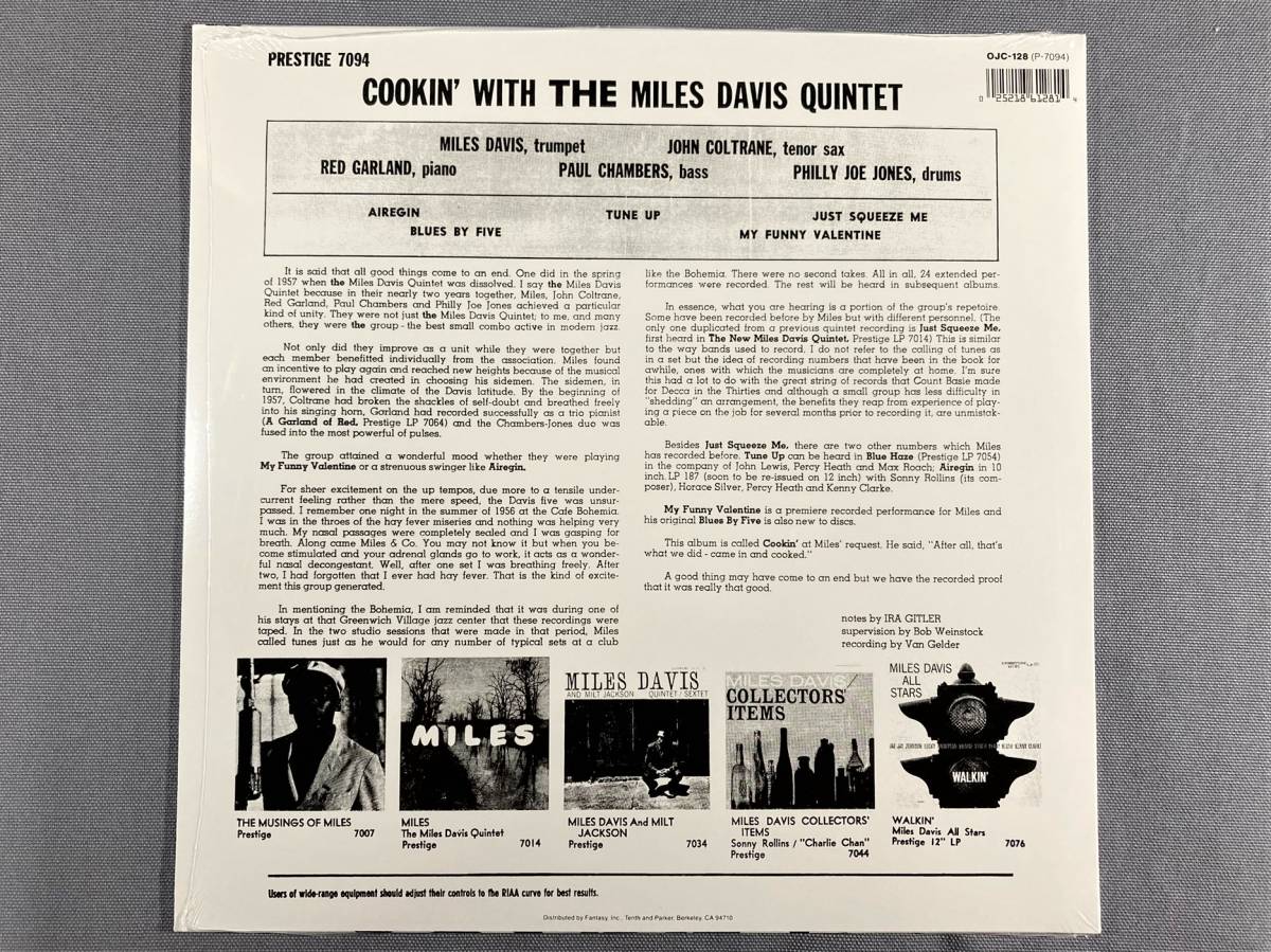 未開封　OJC盤　ジャズ定番の音　マイルス・デイヴィス　クッキン　Cookin' with the Miles Davis Quintet　希少品　送料500円　1LP_画像2