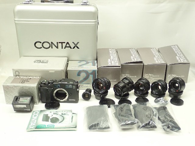 【希少/未使用開封品】CONTAX コンタックス G2 Black SET (21mm/28mm/35mm/45mm/90mm) レンズ5本 + ストロボ TLA200 ケース付 ¶ 6DA64-1