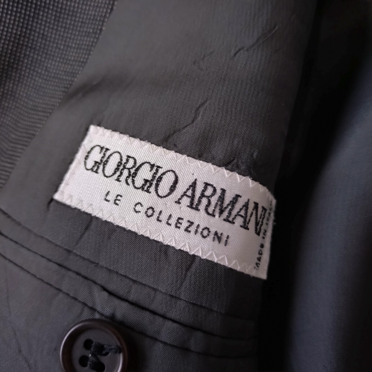 希少L！ジョルジオアルマーニ【圧倒的高級感】GIORGIO ARMANI テーラードジャケット チャコール 3B 総裏地 本切羽 ヴァージンウール 羊毛の画像8