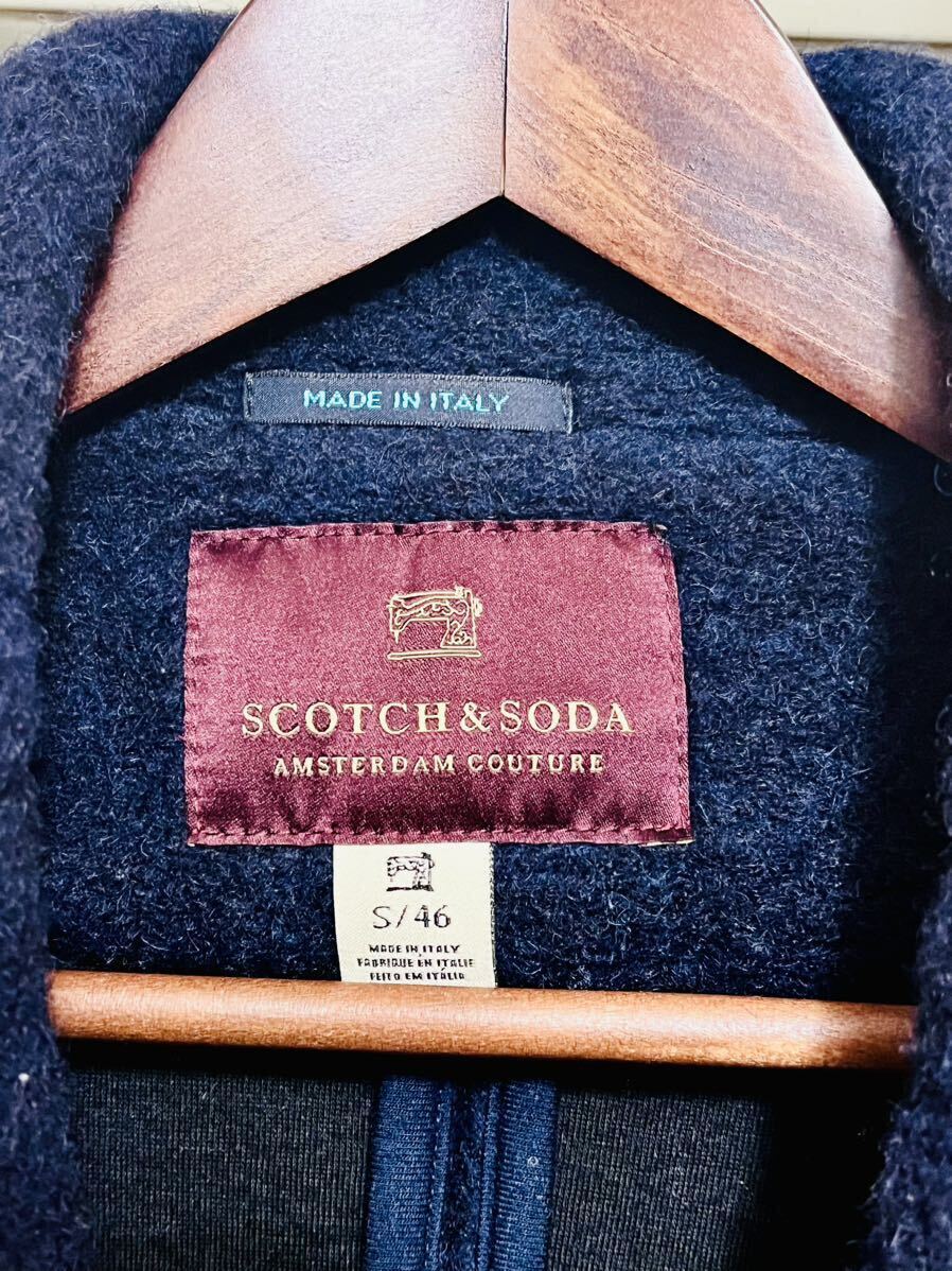 【イタリア製】Scotch&Soda(スコッチアンドソーダ) ウール混 ショールカラージャケット アウター 濃紺_画像2