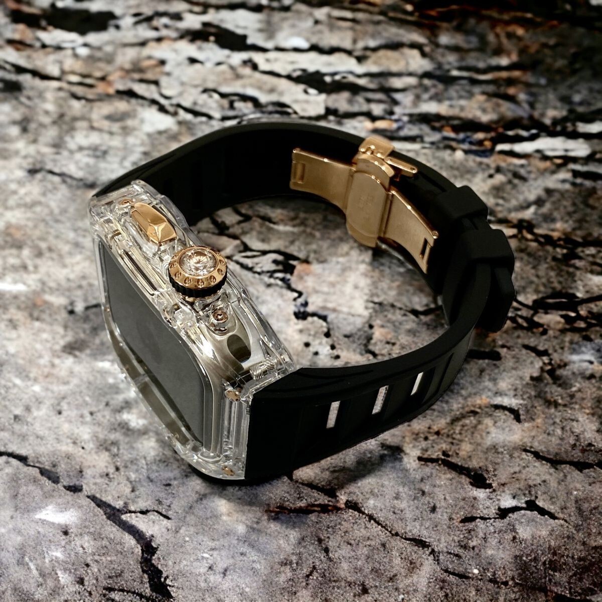 ★アップルウォッチバンド ラバーベルト カバー　Apple Watch クリアケース 49mm ウルトラ(ultra ultra2)用　００５