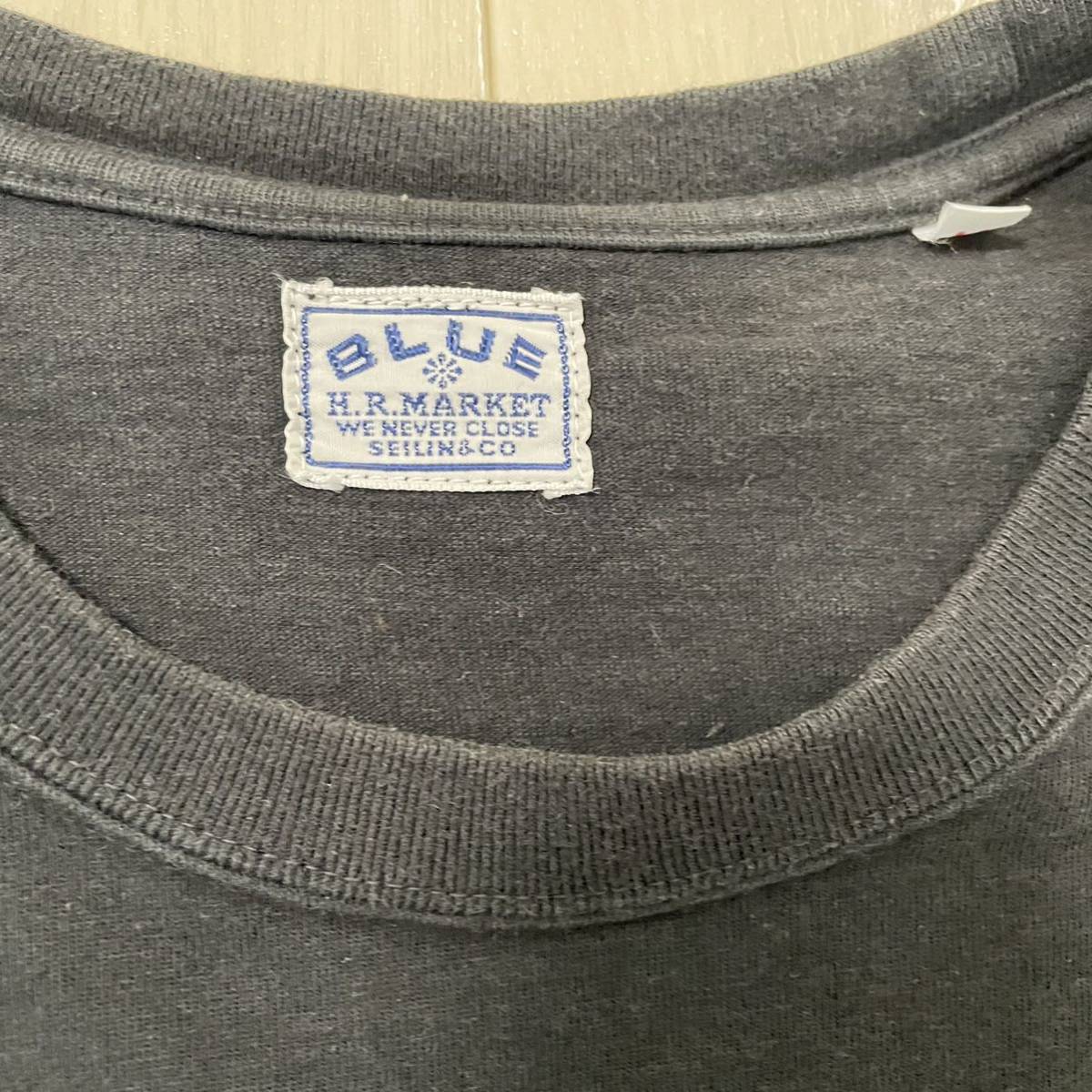 hrm ハリウッドランチマーケット　blueblue tシャツ　ポケt M 無地　黒_画像3