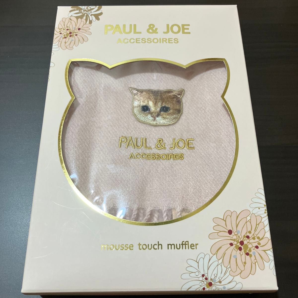 PAUL & JOE ポール&ジョー　ヌネット　猫　ワッペン付きムースタッチマフラー