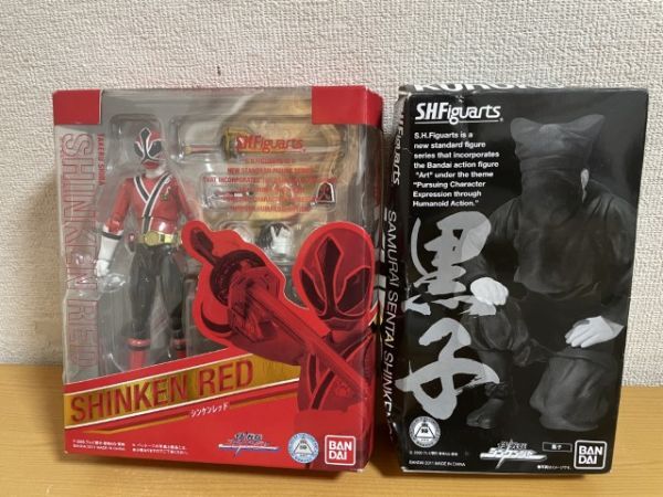 【中古品】S.H.フィギュアーツ 侍戦隊シンケンジャー　シンケンレッド＋黒子セット_画像1