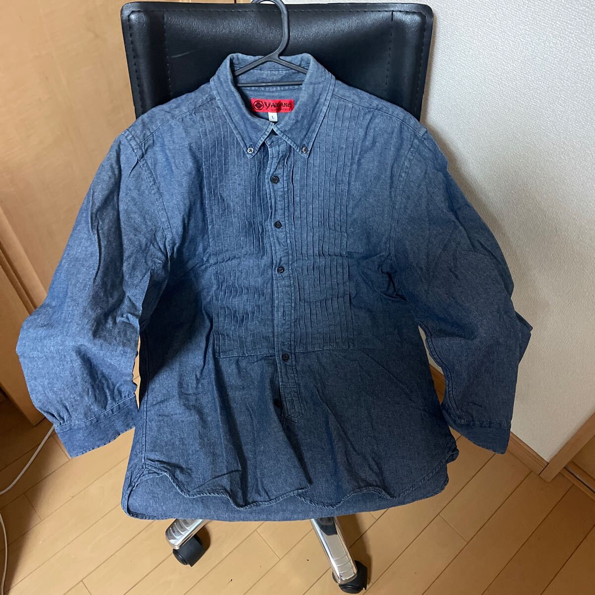 ☆エヴィス☆EVISU☆シャンブレープリーツシャツ☆長袖ボタンダウンシャツ☆長袖シャツ Shirt☆エビス☆アメカジ☆レプリカ☆希少☆Lサイズ_画像1