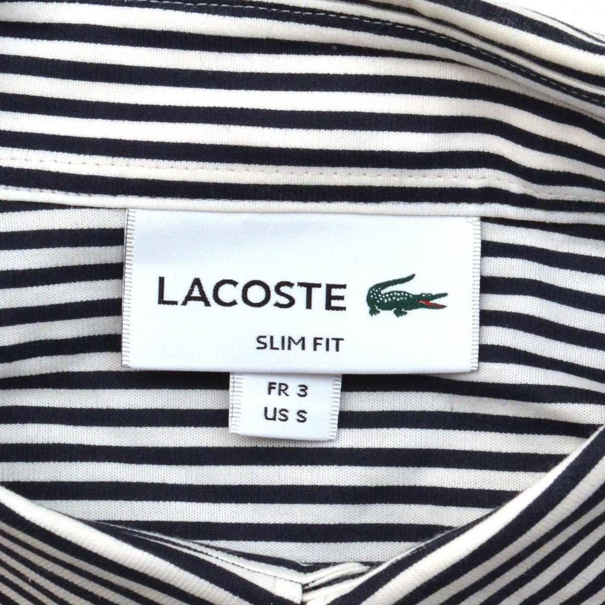 定価15400円 LACOSTE ラコステ 接触冷感チョークストライプボタンダウンシャツ ストライプ SLIM FIT US Sサイズ メンズ M706816の画像3