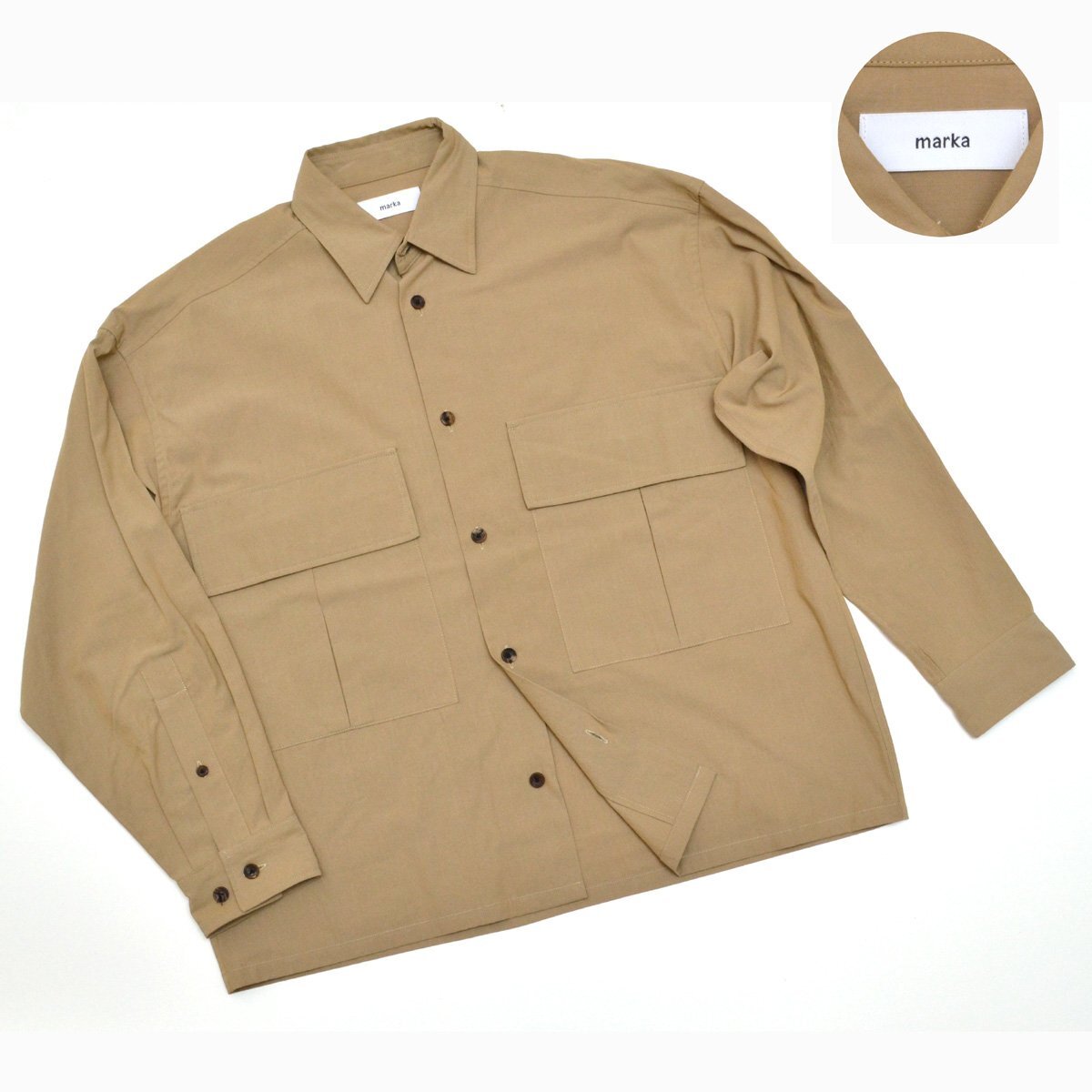 marka マーカ SAFARI SHIRT サファリシャツ 2021SS 長袖 M21A-07SH02C メンズ 日本製 サイズ1 M651240_画像1