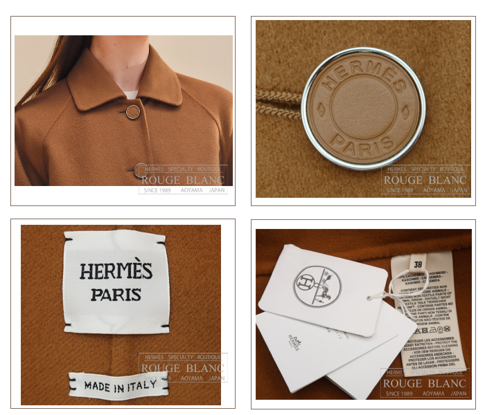  новый товар Hermes 2024 S/S внутренний обычная цена 919,600 иен кашемир котороткое пальто двусторонний marron карамель #38 с биркой HERMES