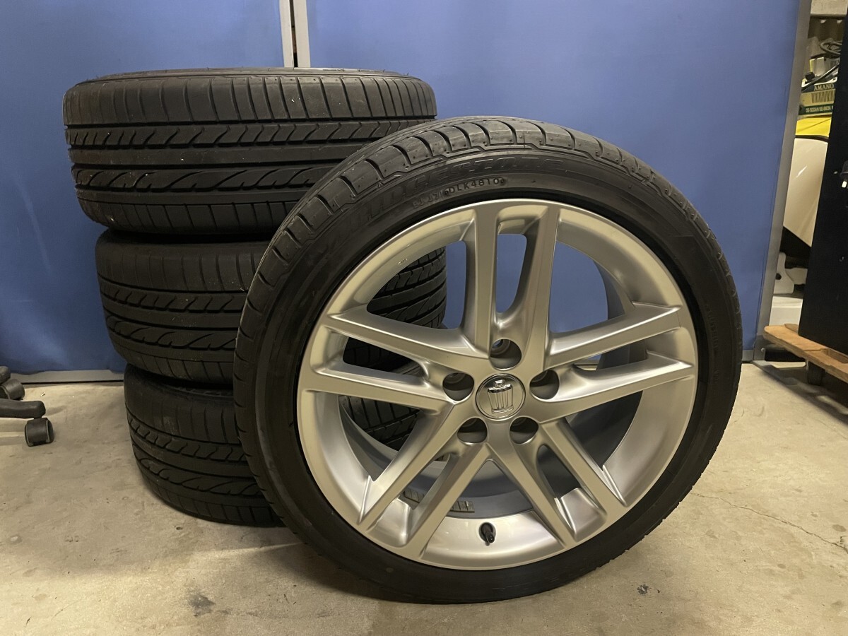 美品！ クラウン 純正 アルミ ホイール アスリート 8J 18インチ +45 8J ブリヂストン タイヤ 225/45R18 91W 2010年製 4本セットの画像1