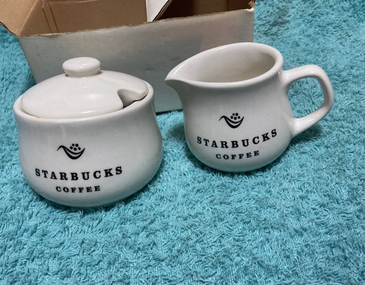 超レア!!旧デザイン商品 新品未使用品♪スタバ スターバックスコーヒー「シュガー＆クリーマーセット」Starbucks Coffee 福袋2016 専用箱付_画像1