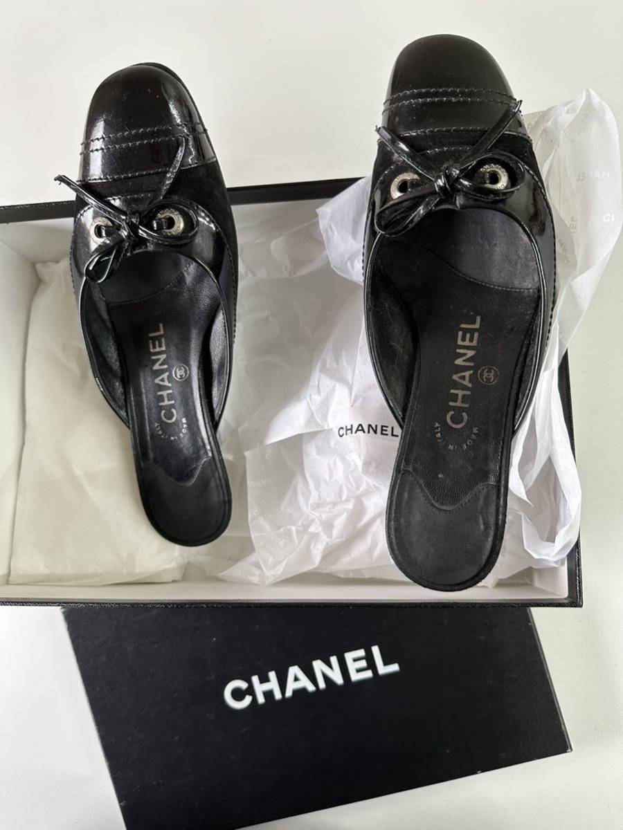 CHANELミュール37 黒　中古_画像1