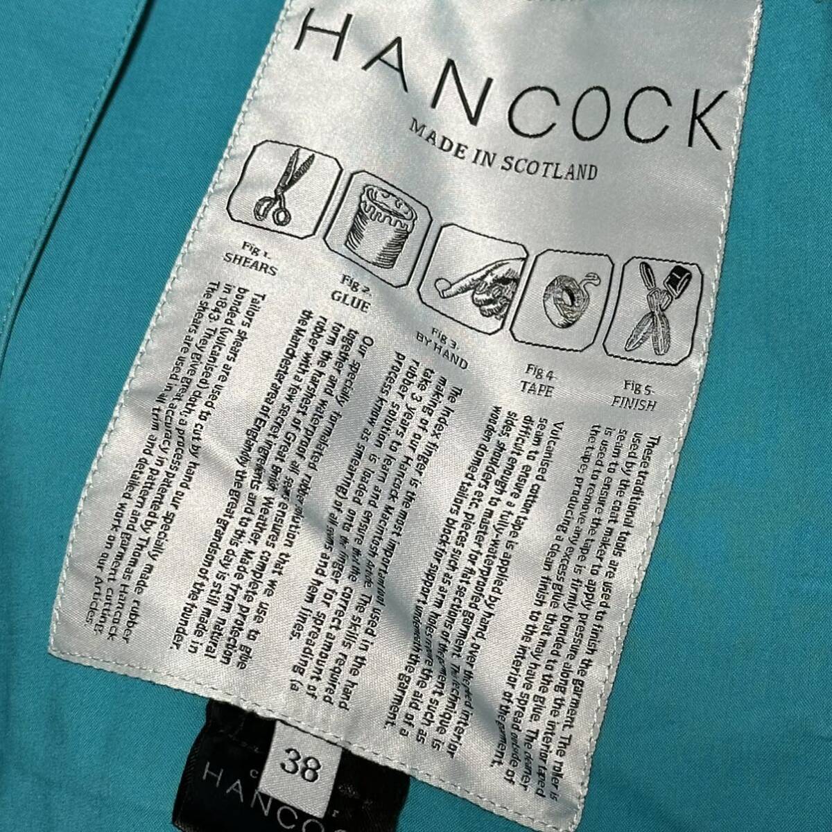 1円スタート HANCOCK MADE IN ENGLAND ゴム引き ターコイズブルー ジャケット スイングトップ マッキントッシュ 38_画像4