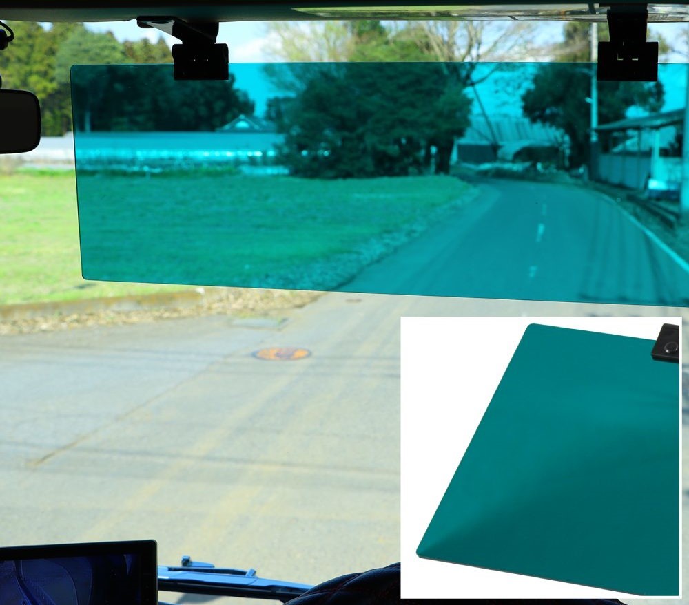 アクリルサンバイザー　UVカット仕様　レトログリーン（緑）　4t～大型トラックまで　クリップで挟むだけ！_画像1