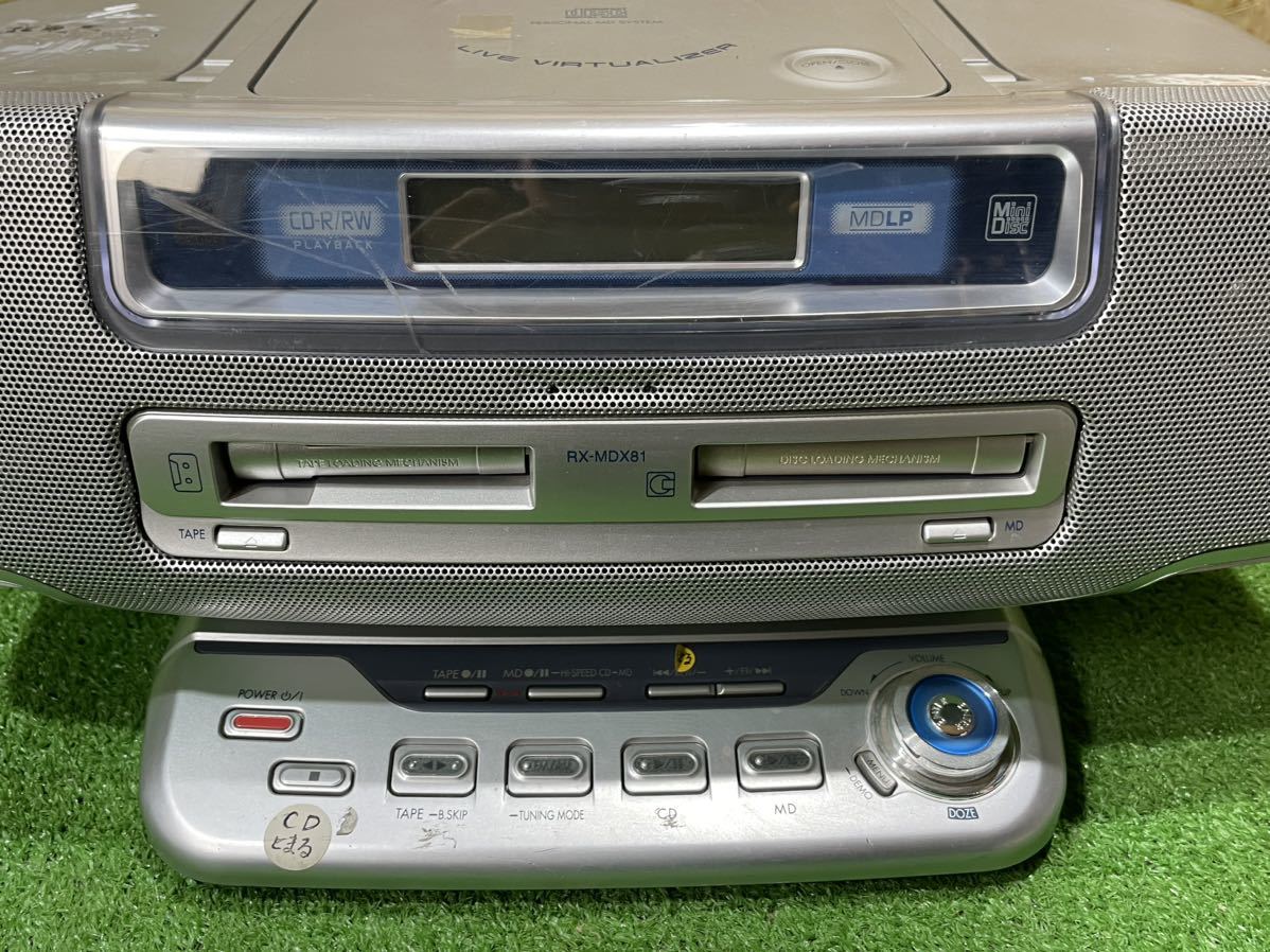 3B24 Panasonic パナソニック パーソナル オーディオプレーヤー RX-MDX81 CD カセット ＭＤシステム 現状品_画像4