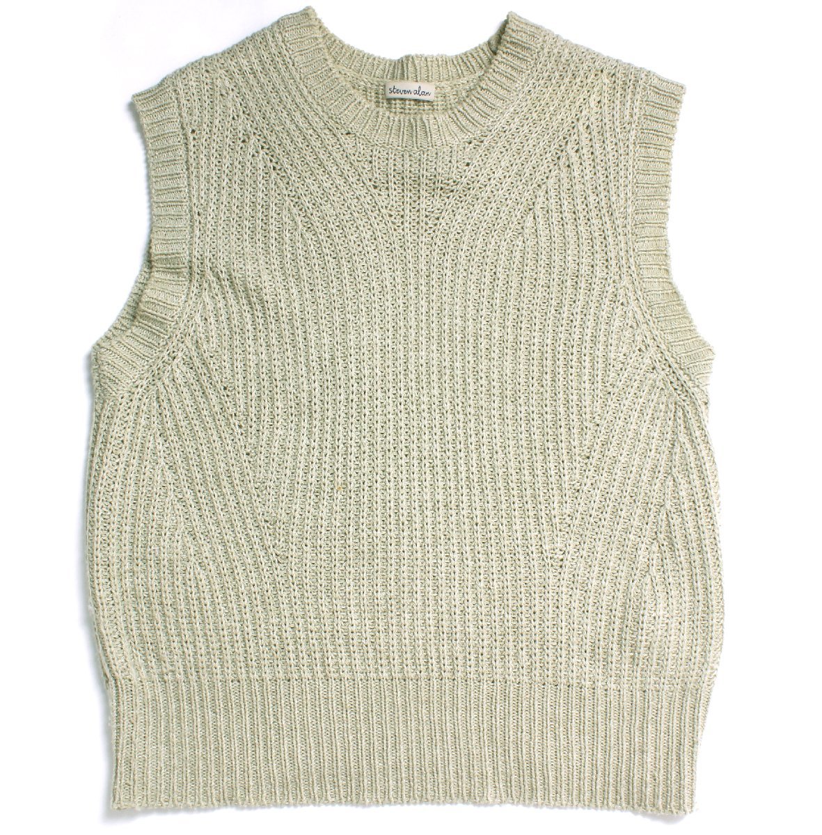 Steven Alan FRENCH SLEEVE KNIT VEST ベスト 定価12,100円 フリーサイズ サップグリーン 8218-119-0155 スティーブンアラン ニット_画像1