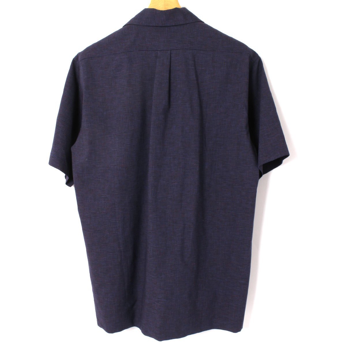22SS SCYE Micro Checked Wool Blend Camp Collar Shirt 定価50,600円 size36 パープル サイ マイクロチェック キャンプカラーシャツの画像3