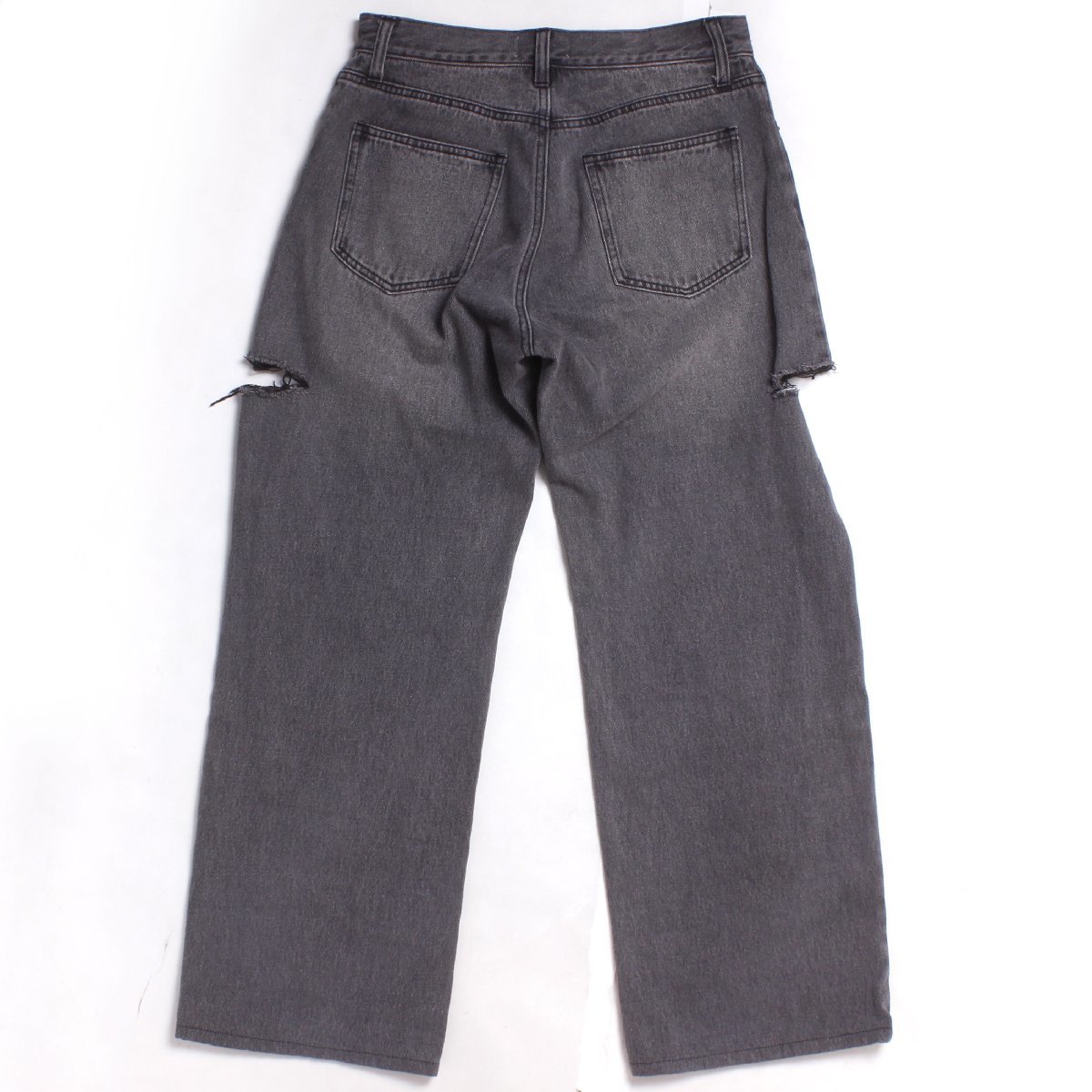 23ss Q.anos Notch Denim 定価12,100円 size1 black CLZ5031103A0001 キュアノス ワイドデニム パンツ_画像2