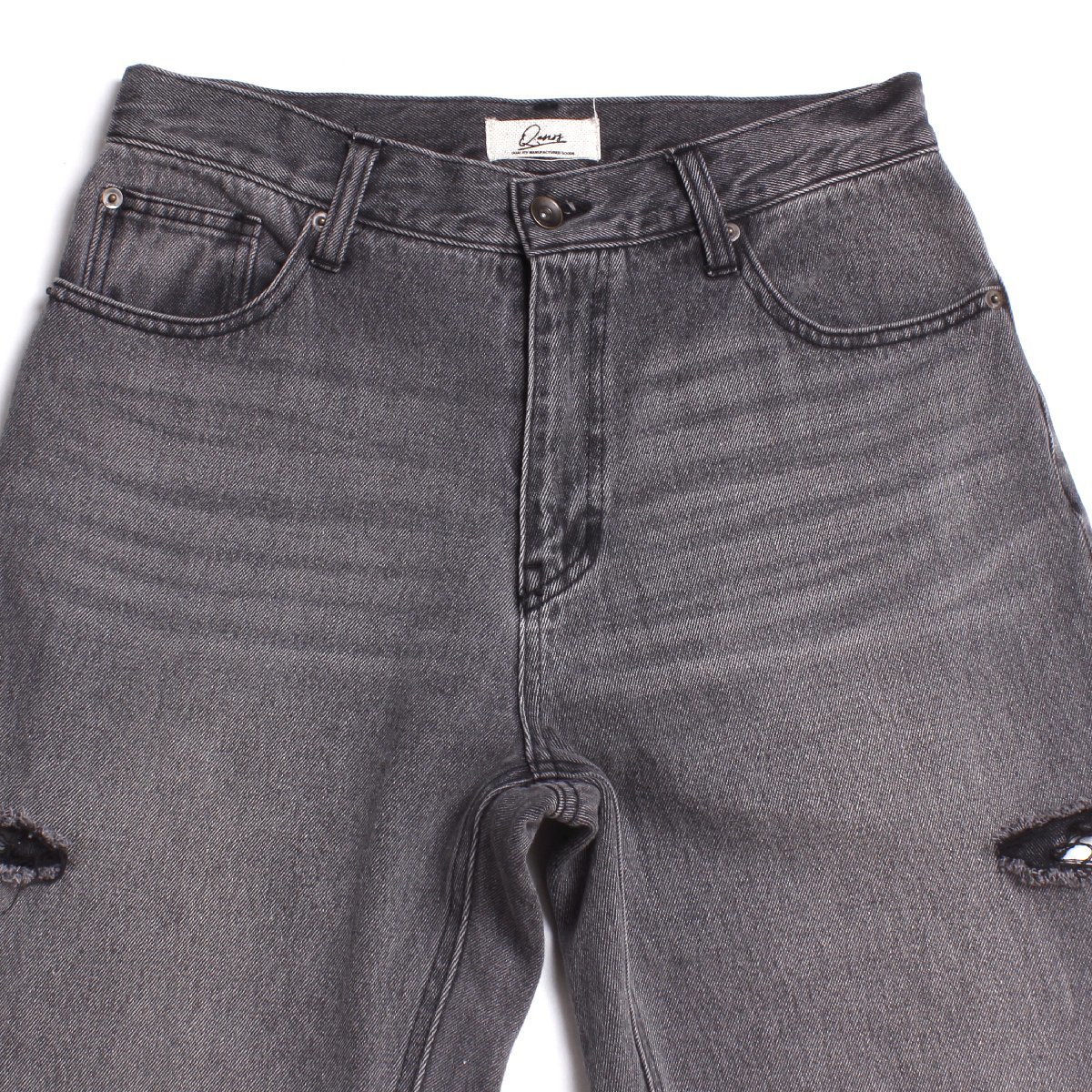 23ss Q.anos Notch Denim 定価12,100円 size1 black CLZ5031103A0001 キュアノス ワイドデニム パンツ_画像3