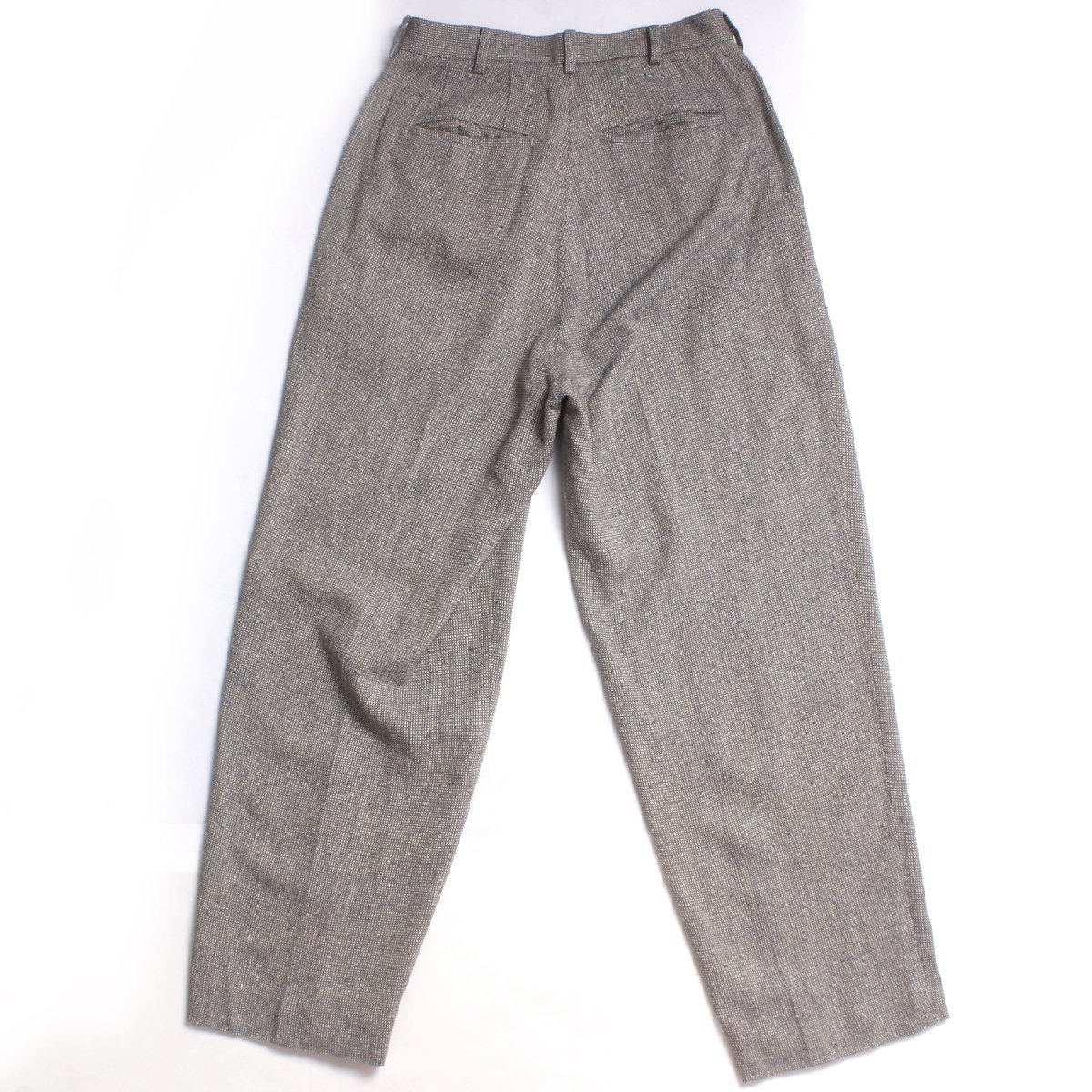 seya.Pleated Tweed Silk Pants sizeM グレー BLS-19130-A セヤ プリーツ ツイード シルク パンツ_画像2
