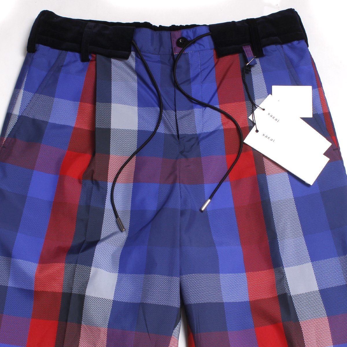 22AW【タグ付き・新品・定価71,500円】Sacai Plaid Pants size2 ブルー×レッド 22-02839M サカイ チェックパンツ_画像4