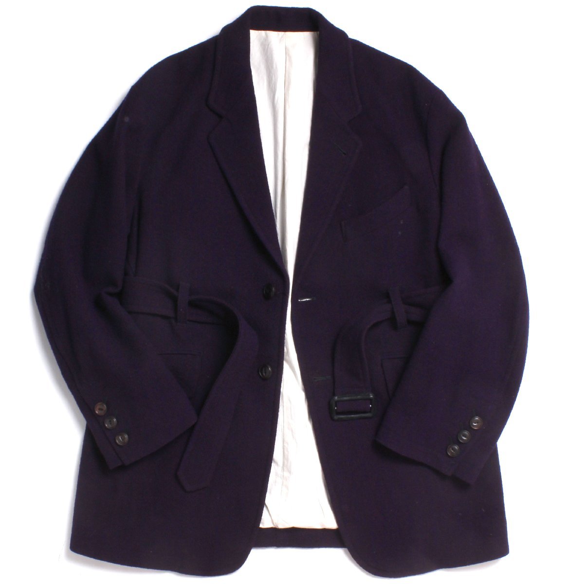 URU BELTED JACKET 定価85,800円 size2 パープル 18FUJ09 ウル オーバーサイズ ベルテッドジャケット コート_画像2