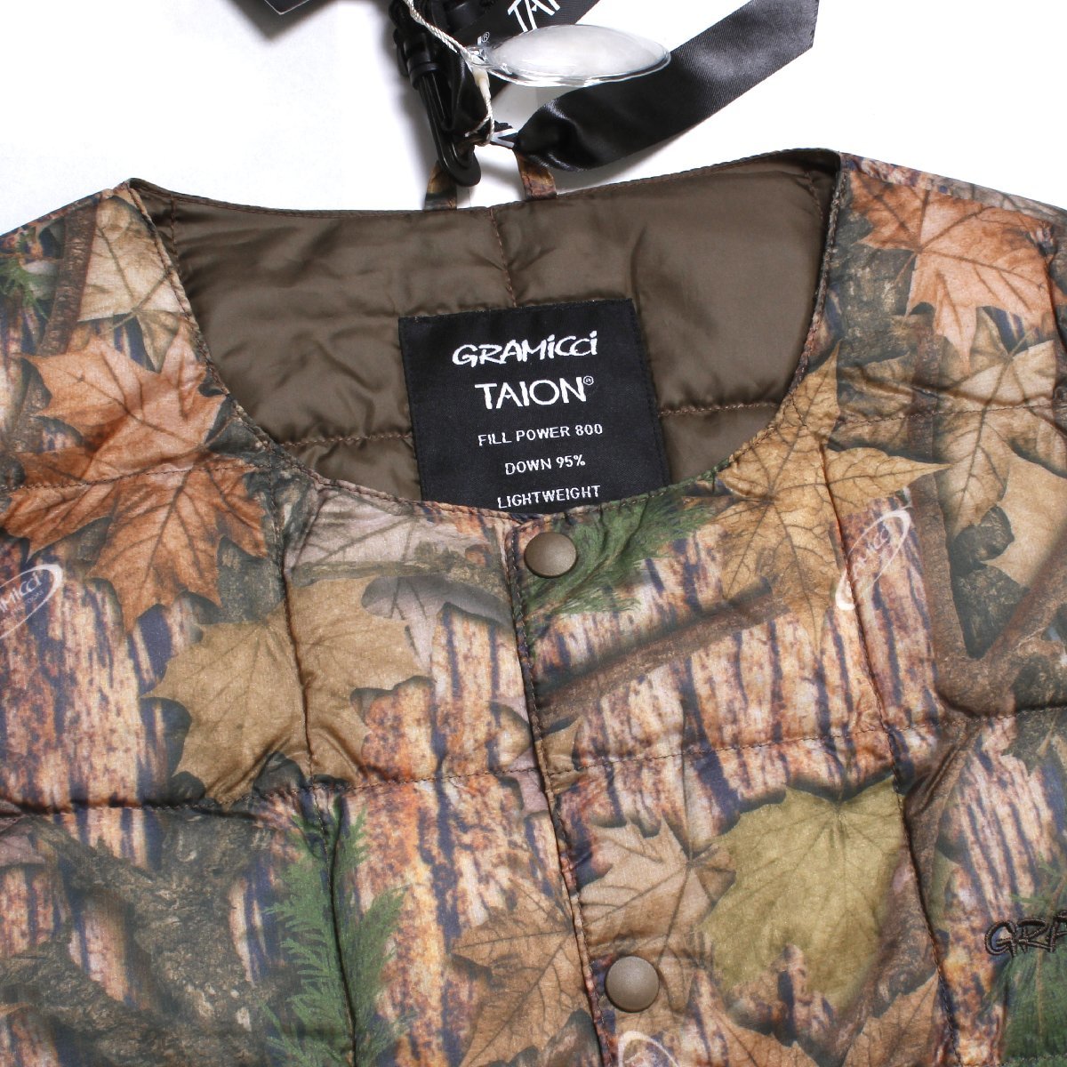 23AW【タグ付・新品・定価9,900円】GRAMICCI×TAION INNER DOWN VEST XS LEAF CAMO G3FU-J100-TG グラミチ タイオン ベスト ユニセックス_画像5