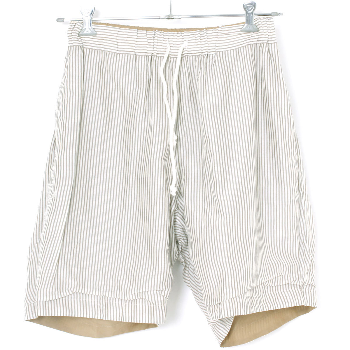 新品 08sircus CO/CU BROAD STRIPE REVERSIBLE SHORTS 定価39,000円 size4 キャメル S19SM-PT03 08サーカス ショートパンツ_画像4