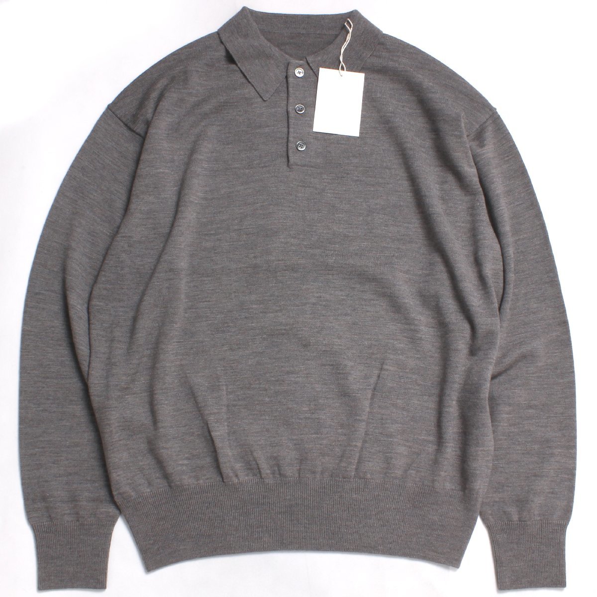 23AW【タグ付き・新品・定価22,000円】crepuscule Knit Polo L/S size1 GRAY 2303-035 クレプスキュール ニットポロ
