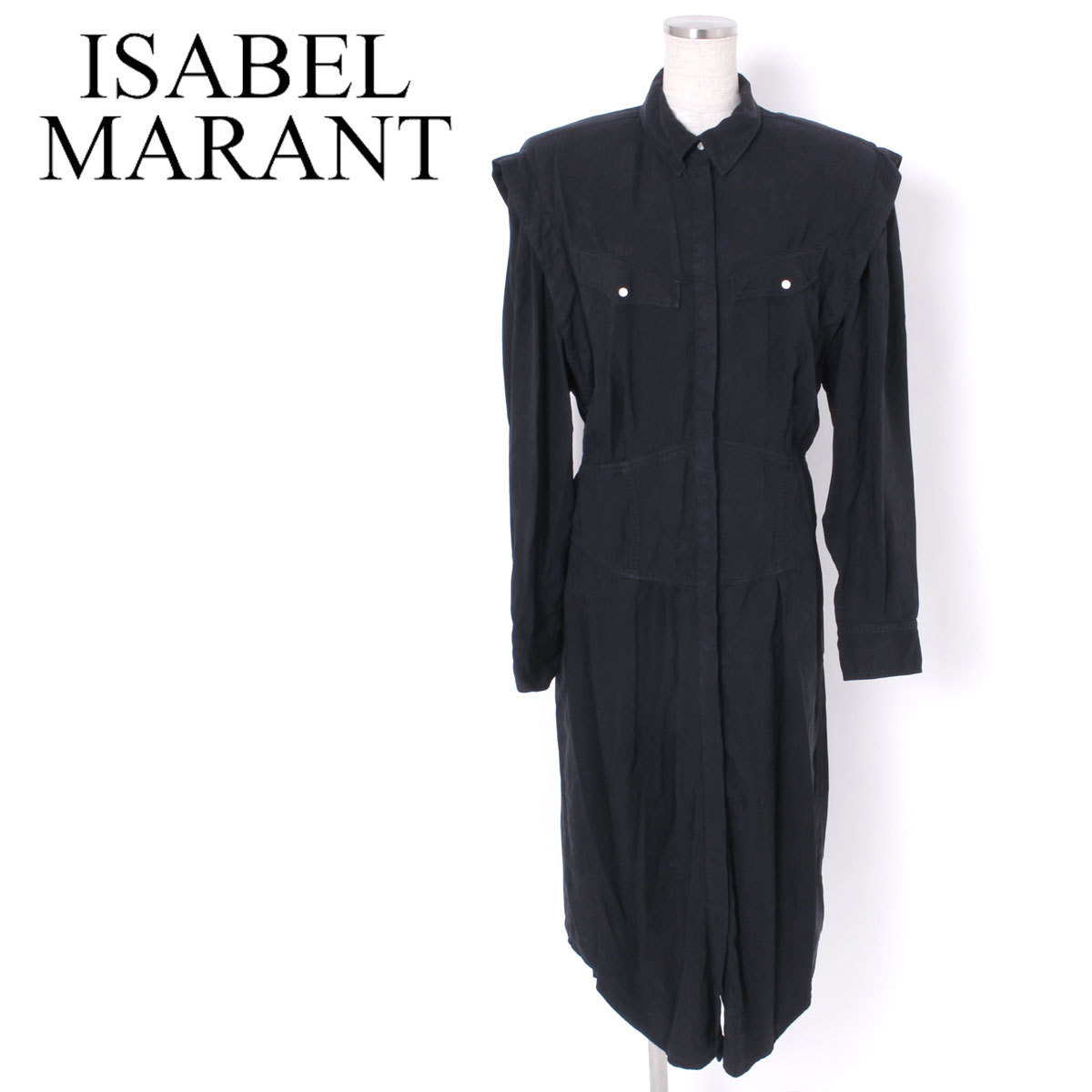 【タグ付き・新品・定価119,000円】ISABEL MARANT NAVEEN DRESS size38 FADED BLACK イザベルマラン シャツワンピース