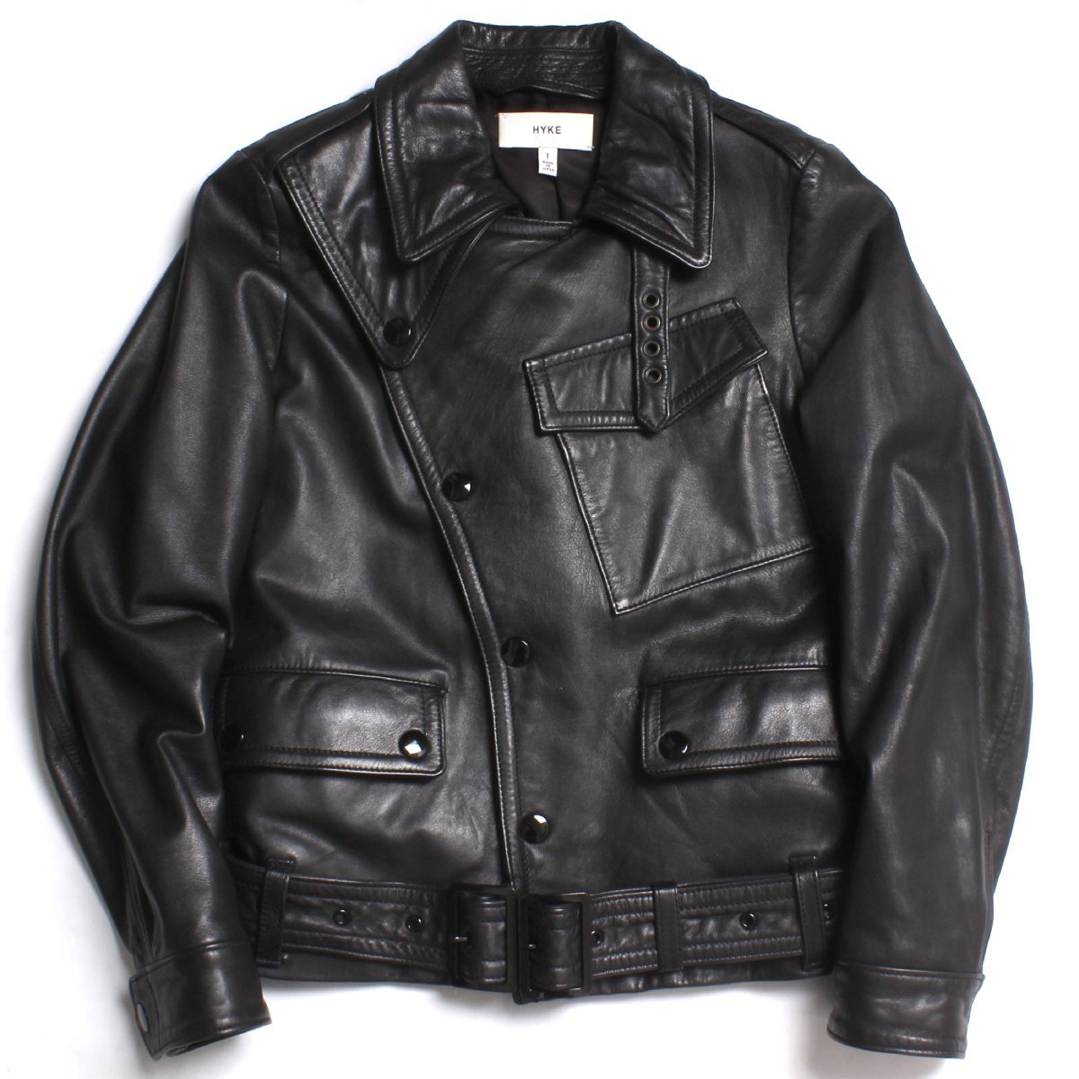 別注 HYKE Motorcycle Leather Jacket UNITED ARROWS 定価155,000円 1 171-27013 ハイク モーターサイクルジャケット レザーライダース