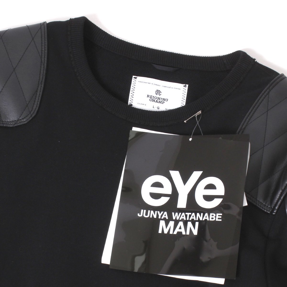 23AW eYe JUNYA WATANABE MAN Reigning Champ sweatshirt cusomize × fake leather sweat M Junya watana. man 