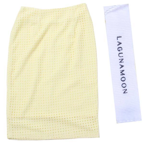 新品 LAGUNAMOON Cotton レース タイト スカート 定価12,960円 sizeM イエロー 031520800801 ラグナムーン 裾スリット_画像1