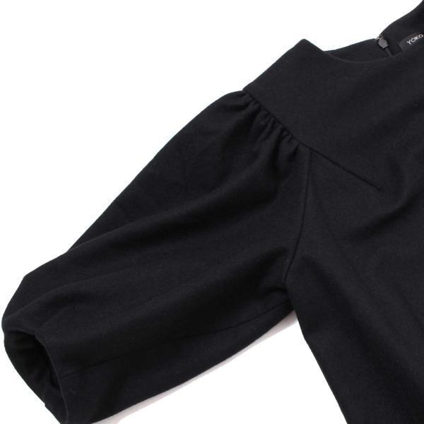 YOKO CHAN Puff Half sleeve Dress ウールワンピース ヨーコチャン size38 ブラック YCD-414-142_画像5