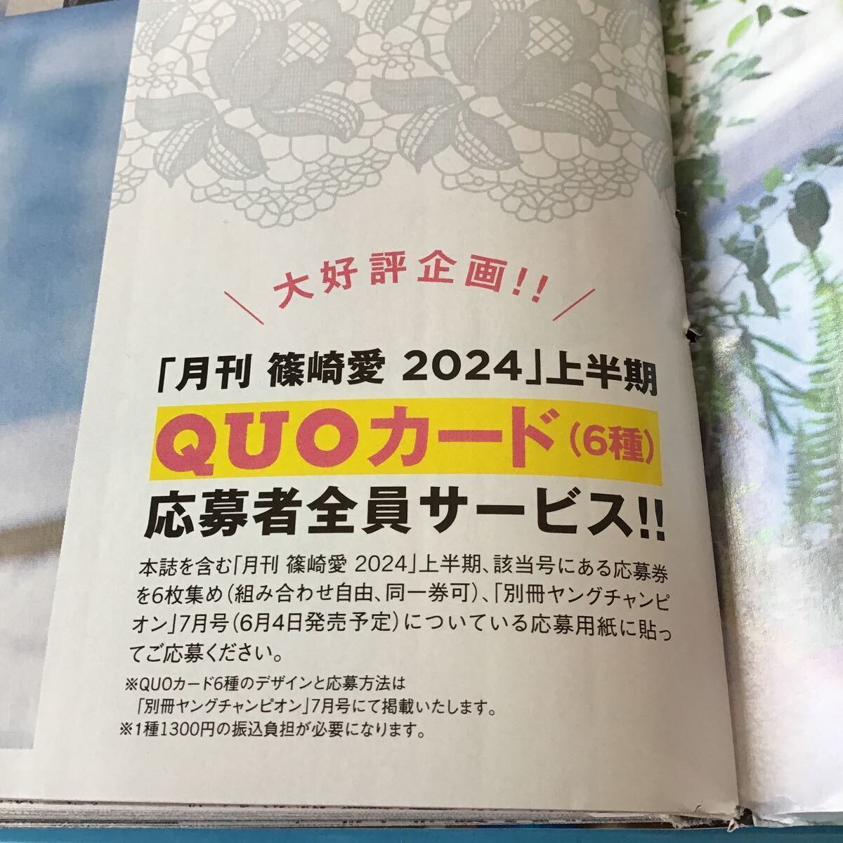 アイドル グッズ 応募券 「 月刊 篠崎愛 2024 上半期QUOカード 応募者全員サービス 応募券 2枚 」ヤングチャンピオン 2024年 No.3の画像2