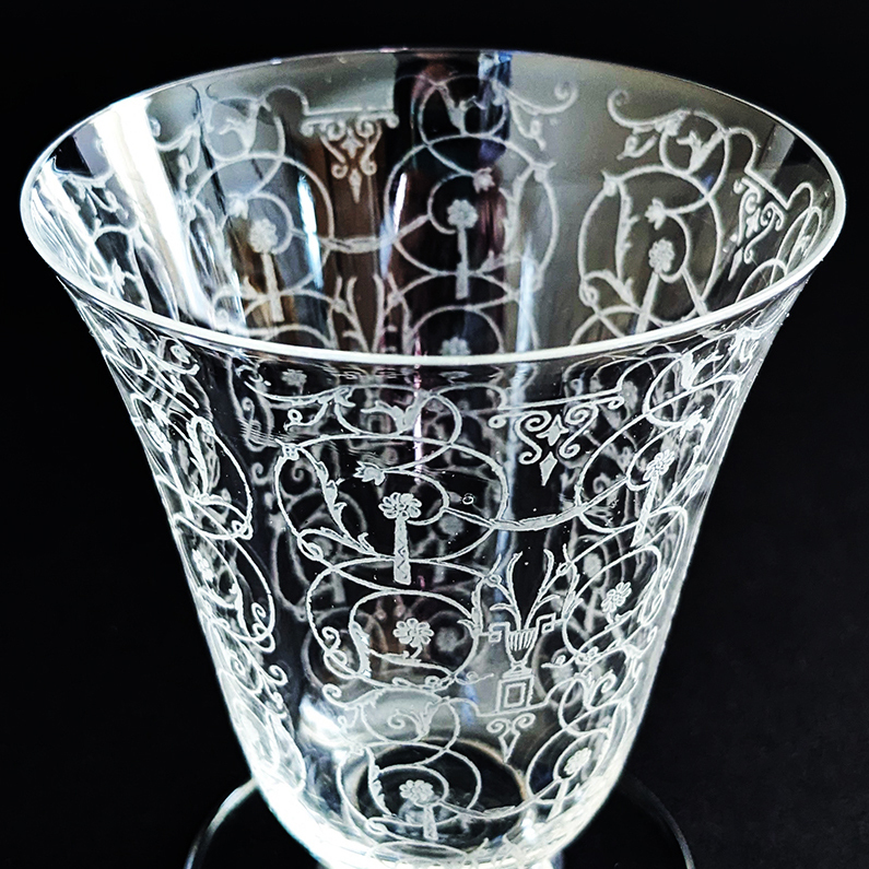 ■バカラ ミケランジェロ BACCARAT エッチング グラス 高8.5cm アンティーク BB 検)エリザベート、アルジャンティーナ