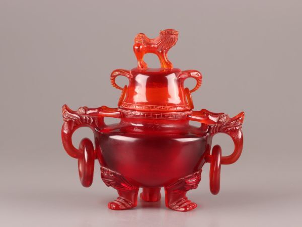 中国古玩 唐物 琥珀 アンバー 香炉 時代物 極上品 初だし品 C4712_画像3