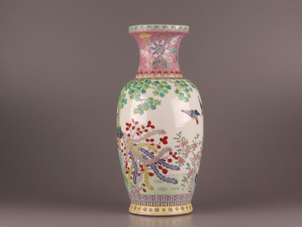中国古玩 唐物 粉彩 花瓶 細密細工 時代物 極上品 初だし品 C4873_画像3