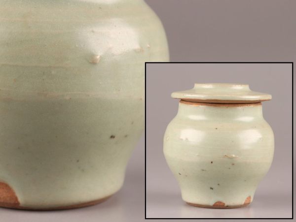 中国古玩 唐物 宋代 龍泉窯 青磁 蓋物 時代物 極上品 初だし品 C5037の画像1