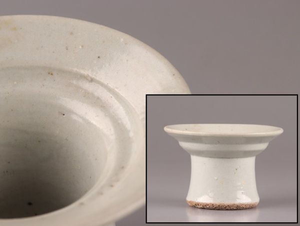 古美術 朝鮮古陶磁器 李朝 白磁 杯台 時代物 極上品 初だし品 C5108の画像1