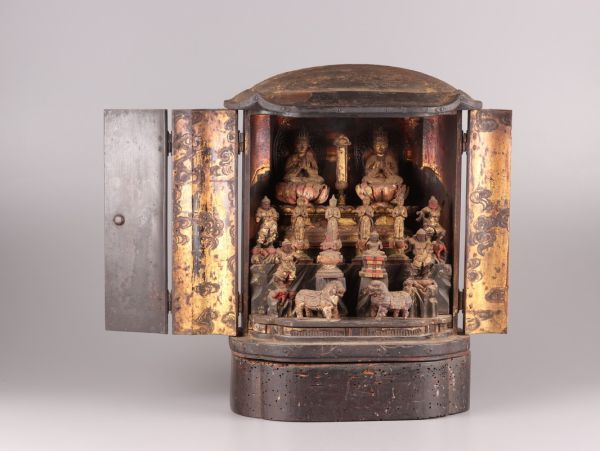 仏教美術 時代木彫 仏像 厨子 時代物 極上品 初だし品 C5100_画像2
