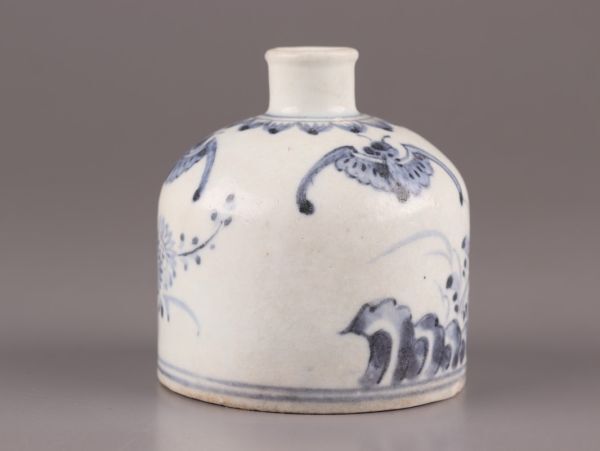古美術 朝鮮古陶磁器 李朝 白磁 染付 分院 花瓶 時代物 極上品 初だし品 C5285の画像3