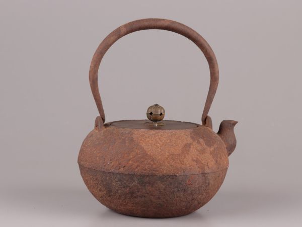 煎茶道具 龍文堂造 銅製蓋 泰山堂造 胴在印 時代鉄瓶 時代物 極上品 初だし品 C5272