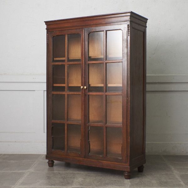 IZ78583F* Japan Vintage glass cabinet bookcase old wooden display shelf bookshelf book case showcase Showa Retro Vintage 