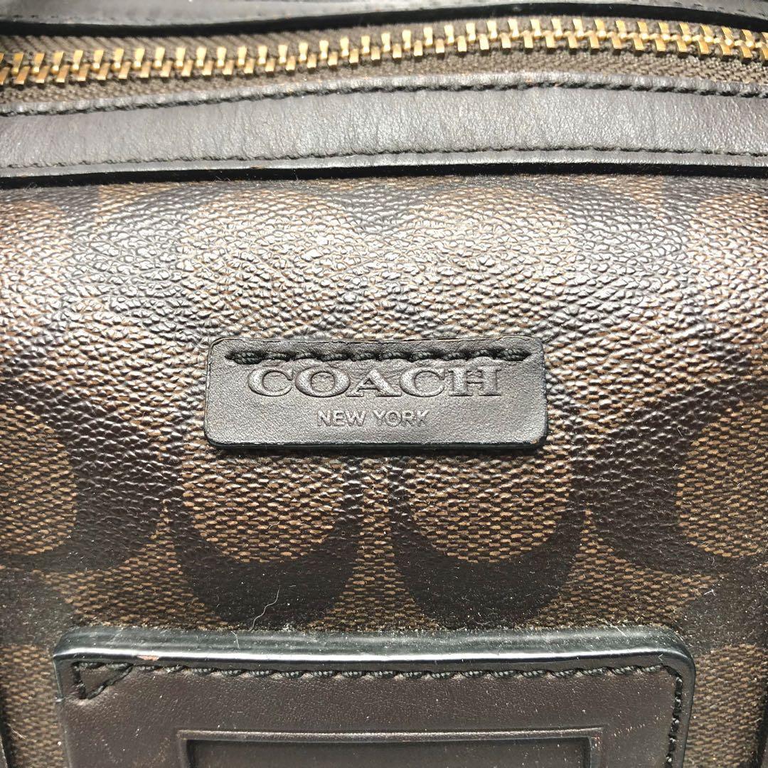 1円【入手困難品 定価12万】COACH コーチ 2way ボストンバッグ ショルダーバッグ シグネチャー ブラウン 大容量 肩掛け メンズ PVC レザー _画像9