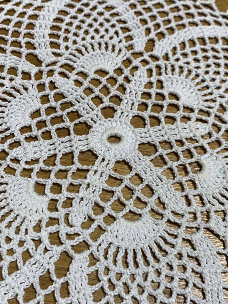 ドイリー パイナップル レース編み 5枚セット ハンドメイド 白 花 レトロ テーブルセンター 17㎝の画像5