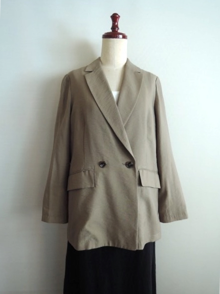 fredy emuefretiemyu mat tumbler double jacket double breast tailored feather woven khaki size 36/ Nolley's 